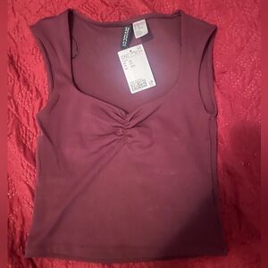 Dark purple Sleeveless Squareneck Top